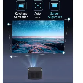 Smart Projector, Android 9.0, 150 ANSI Lumens, Native 720P Supports 4K, Auto Keystone, Electric Focus, Dual-band WiFi (Option: black)